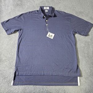 Georges Marciano Mens M Polo Shirt Blue Grey Striped Short Sleeve Cotton Vintage